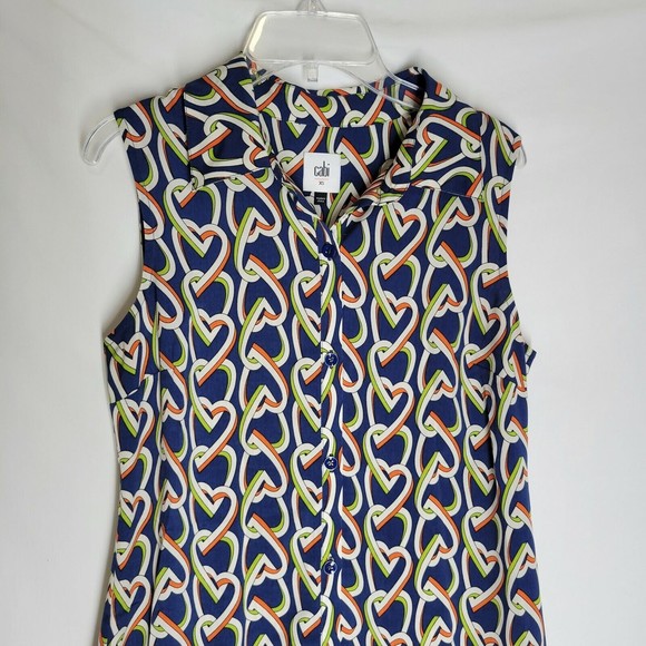 Cabi Womens Dress Amour Button Down Heart Print Sleeveless Button Down Size XS - Picture 5 of 11